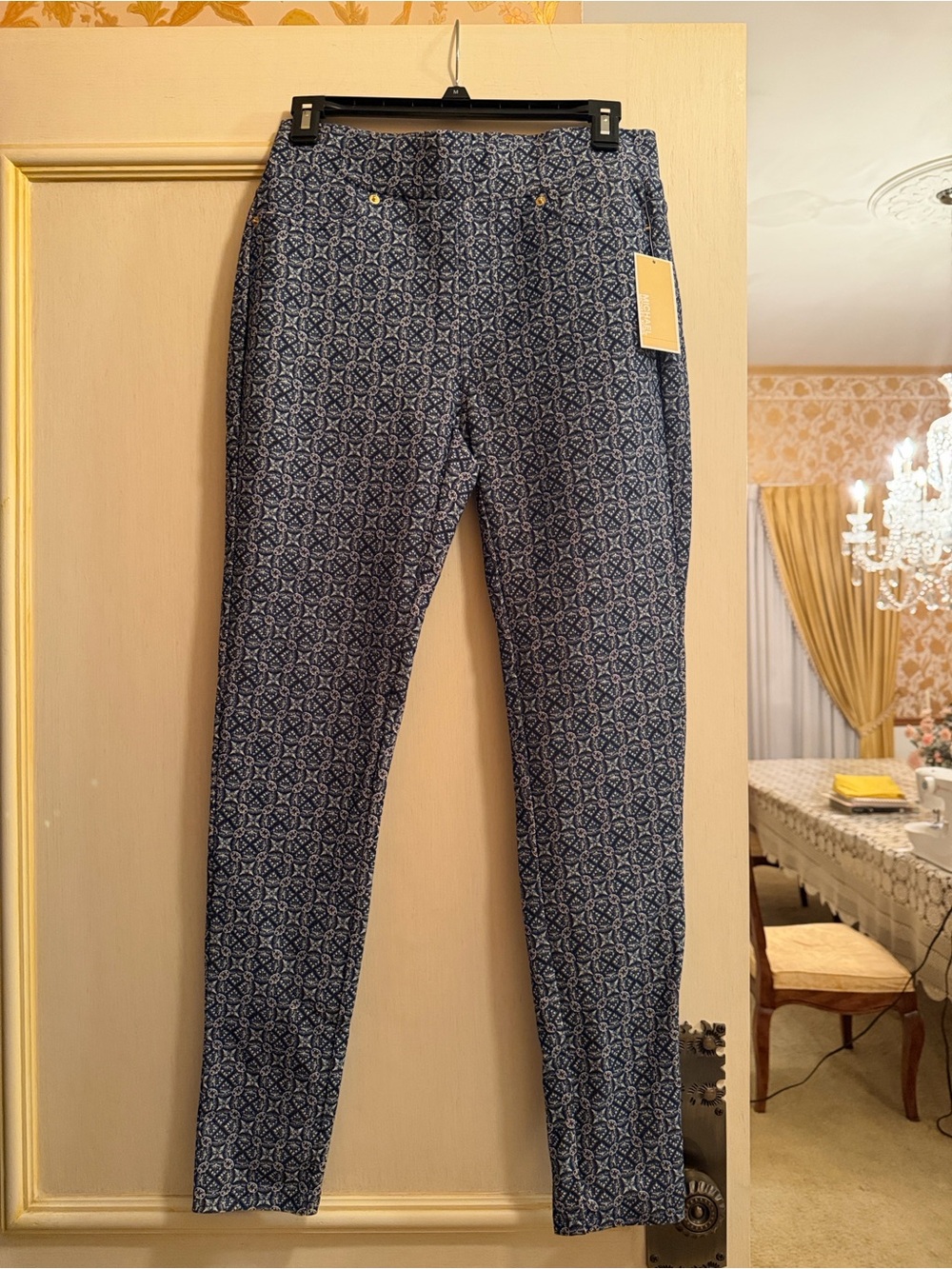 Michael Kors Navy Blue Printed Skinny  pants